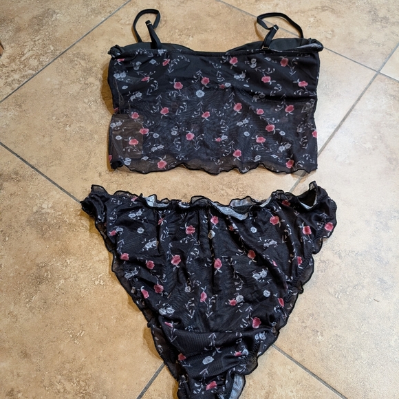 Samiol / NWT / XL / Black Floral Tankini Set - Picture 3 of 3